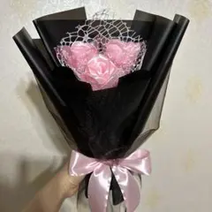 3本ピンクバラブーケ　枯れない薔薇 プレゼント お祝い　好きな人へ