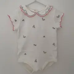 70サイズ　ロンパース 半袖　花　蝶