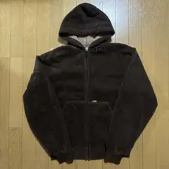 90s USA製carhartt ブラウン ジップアップ パーカー L ベロア