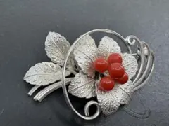 M5380 珊瑚　ブローチ　ヴィンテージ アクセサリー