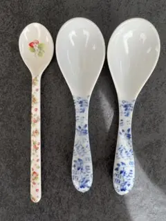 陶器製スプーンセット（花柄・白）