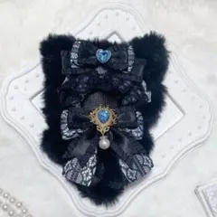 10cm ぬい服　ねこ　水色リボン　着ぐるみ