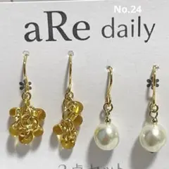 大人可愛い ピアス 2点セット イヤリング変更可 サージカルステンレス　アシメ
