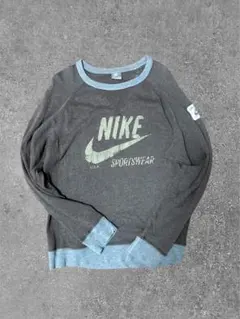Nike スウェット L ブラウン かすれロゴ ヴィンテージ風 ラグラン