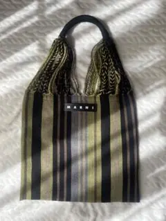 MARNI マルニ マーケットハンモックバッグ ストライプ グリーン