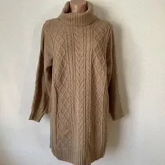 OLIVE des OLIVE ケーブル編みニット　チュニックワンピース　F