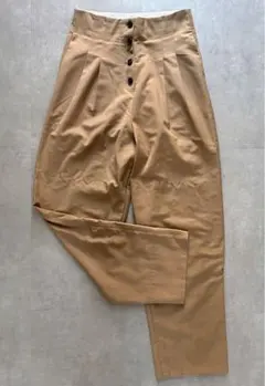 Lavish Gate ハイウエスト フロントボタン タックパンツ ベージュ S