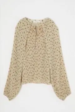 MOUSSY 花柄リボン付き長袖ブラウス