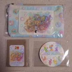 ダッフィー20周年　カラフルハピネス　おてふきキャリー　ステッカー　コースター付