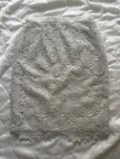 【美品】JUSGLITTY レーススカート 上品 ライトグレーS
