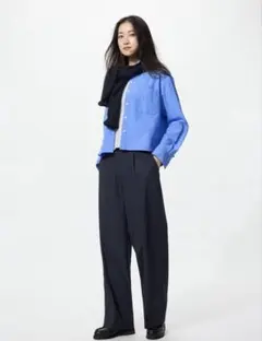 タックワイドパンツ S ネイビー