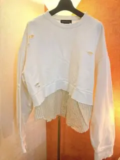 MAISON SPECIAL ストライプシャツレイヤード　スウェットトップスのサムネイル