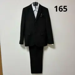 165 男の子　卒服　フォーマルスーツ　キッズ　卒業式　カッコいい　シンプル　黒