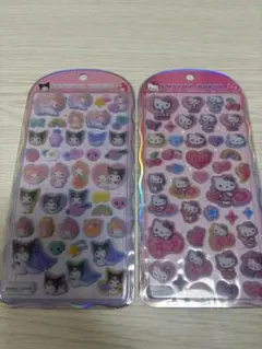 コットンパフィーシール　クロミマイメロ　ピンクヒョウ柄キティ　２枚セット