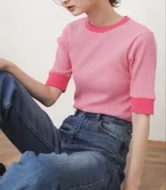 SENSE OF PLACE ワッフル半袖カットソー リンガーボーダーTシャツ