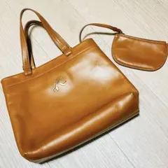 美品 キタムラ ハンドバッグ ブラウン ロゴ トート レザー