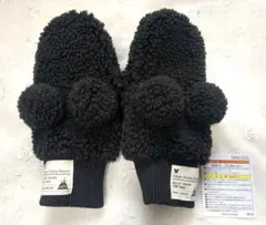 新品未使用 ディズニーリゾート ボアミトン手袋 ポンポン 黒ブラック タグ付き①