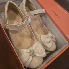 アイボリー リボン付きフォーマルシューズ　21cm