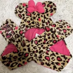 ミニーマウス ヒョウ柄ファンキャップ マフラーキャップ