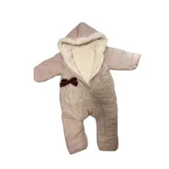ベージュ フード付き ボウタイ ベビーアウター ボア サイズ80