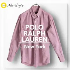 【ポロラルフローレン】長袖 シャツ レッド チェック L コットン スリム