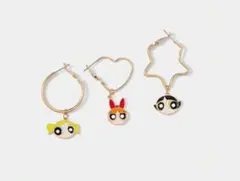 パワーパフガールズ ピアス 3個セット フープピアス