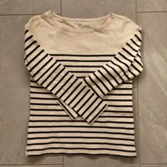アイボリー・黒ストライプ 長袖Tシャツ Sサイズ　カットソー