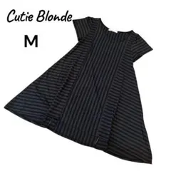 Cutie Blonde ストライプAラインチュニックワンピース M 黒のサムネイル