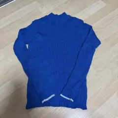 DISCOAT モチモチリブパイピングハイネック ライトブルー　M