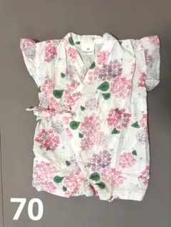 紫陽花柄 ベビー甚平 ロンパース 70cm
