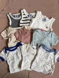 プチバトー　タンクトップ・半袖ボディ肌着6m 9点セット