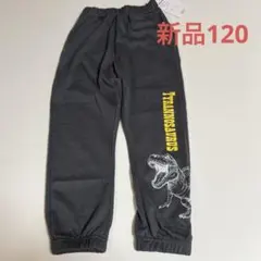 新品男の子 恐竜柄パンツ チャコールグレー120cm裏毛 ダイナソー