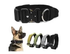 タクティカル・中型大型犬ハンドル付き耐摩耗性犬用首輪爆発防止(M,グリーン)