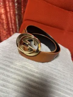 GUCCI GGロゴバックル ブラウンレザーベルト※正規品