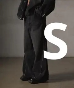 【GRANCY】ジップデニム ワイドデニムS サイズブラック