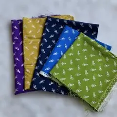 fabric birdロケット&星リバーシブルプリント綿生地5色セット