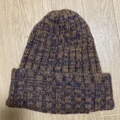 バラ色の帽子、ブラウン・ネイビー ニット帽