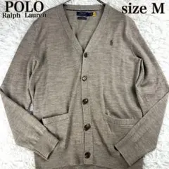 【未使用級】ポロラルフローレン　カーディガン　ベージュ　M　QR付き　ポニー刺繍