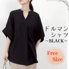 ブラウス 黒 トップス 半袖 レディース Vネック カットソー 体型カバー