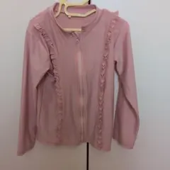 ピンク フリル付き 長袖ラッシュガード