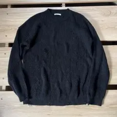 ZARA ブラック XL リブ編み セーター