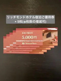 リッチモンドホテル 宿泊ご優待券 5000円分 5枚セットのサムネイル