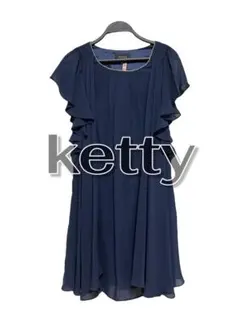 美品 ketty ワンピース S ネイビー フォーマル フリル袖 上品 結婚式