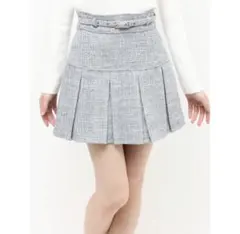 リゼクシー ツイードプリーツミニスカート ブルー
