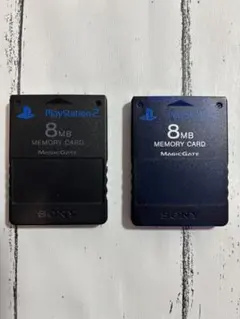 PS2 純正 メモリーカード 8MB 2枚 ブラック ブルー 動作品 初期化済み