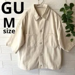 GU ジーユー　メンズ　半袖アウター　トップス　ジャケット　オフホワイト　M