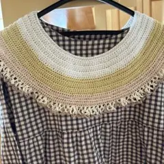 ハンドメイド　つけ襟　手編み　コットン糸