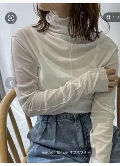 新品⭐︎タグなし feepur アウトリンキングシアーハイネックトップス ホワイト