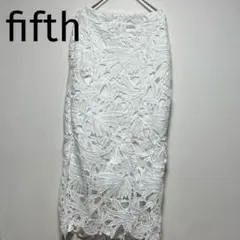 fifth フィフス 華やかフラワーレースタイトスカート ホワイト M