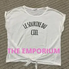 THE EMPORIUM ♡ロゴホワイト Tシャツ♡前ま結びデザイン♡Lサイズのサムネイル